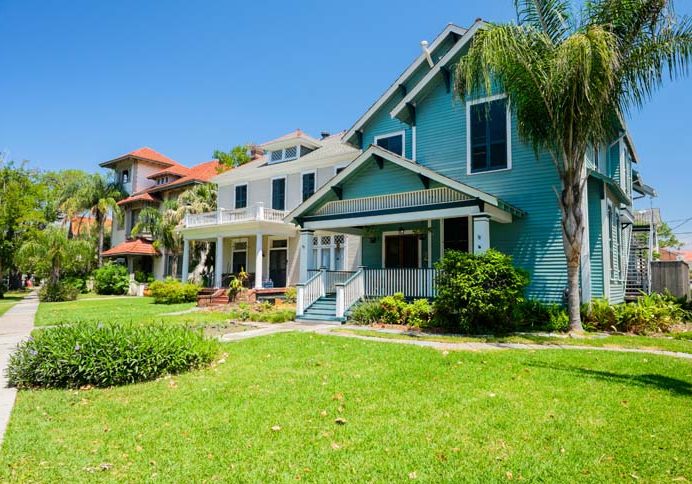 Typical southern style homes from New Orleans, Louisiana.